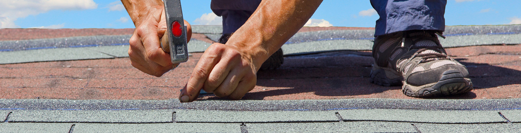 Shingle work being done